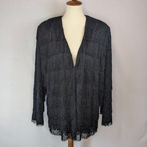 Vintage Chez California by Tandy Fringe Black Jacket Sz L